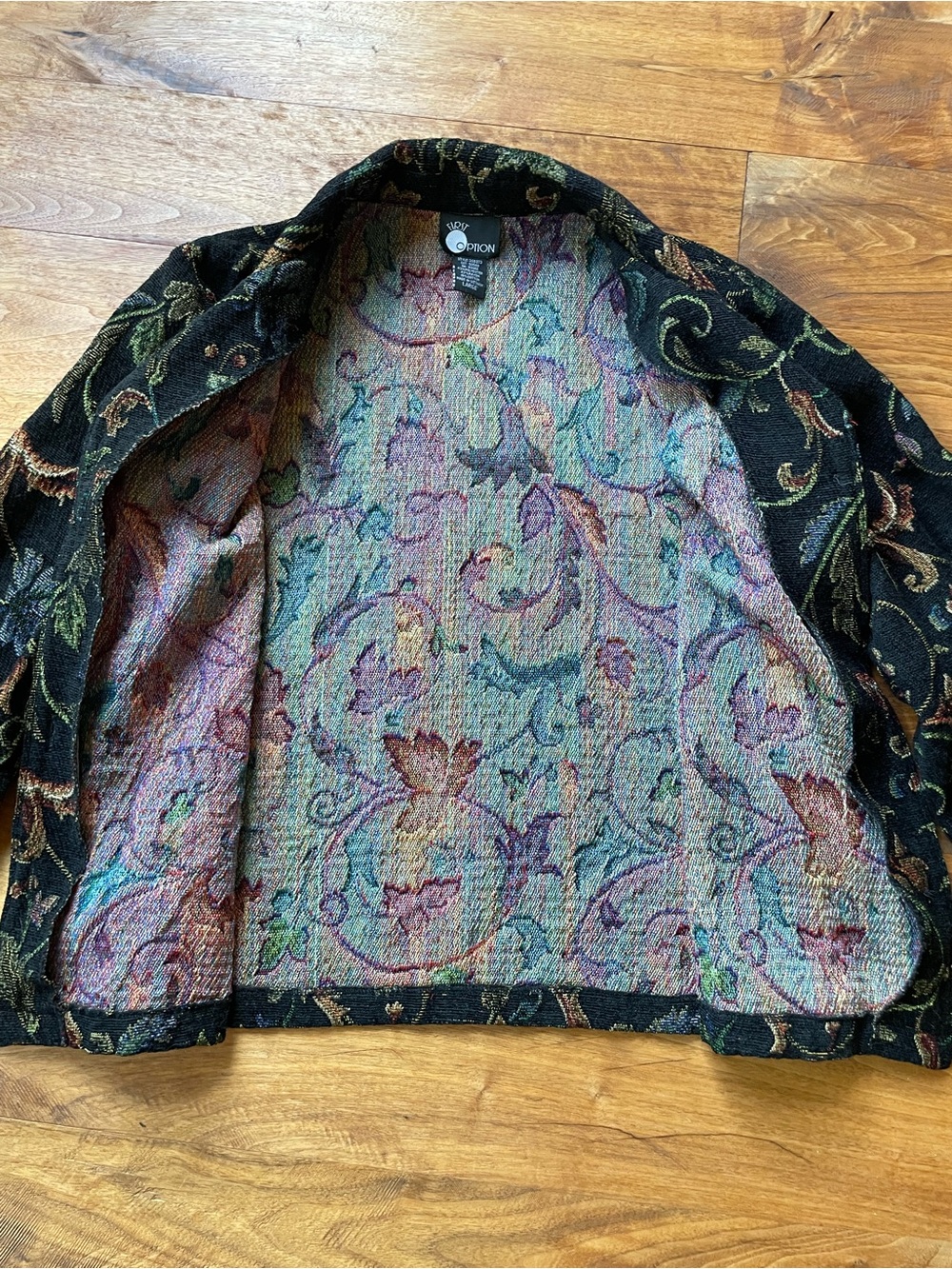 Vintage Black Floral Jacquard Tapestry Blazer Jacket size large - Picture 5 of 11